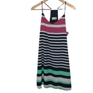 Bo Bel Multicolored Striped Dress Halter Tank Summer Style Lined Size M